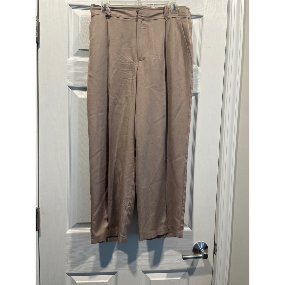 Darling Tan Wide Leg Pleated Linen Blend Trousers DS23W2000 Mens Size M NEW